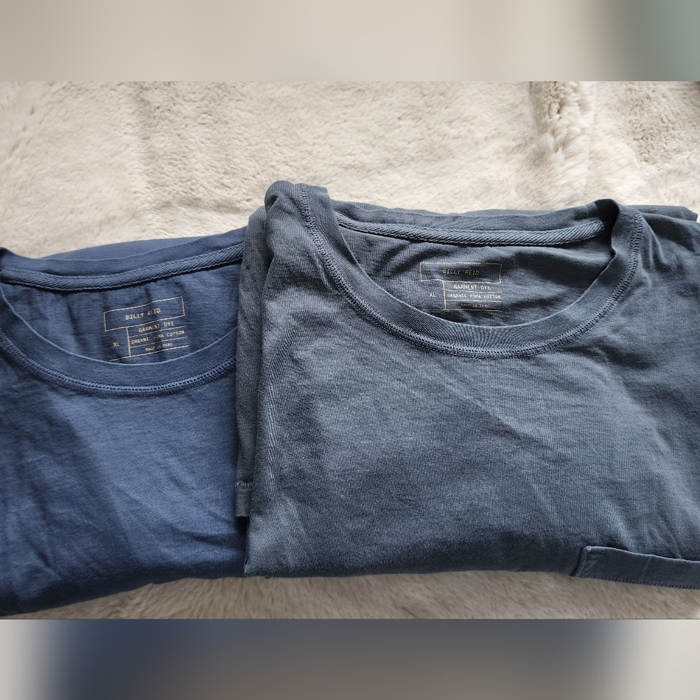 Billy Reid Men's One Pocket Long-sleeve Tee Charcoal and Navy Set Of Two